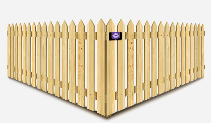 Pointed picket wood fence for residential homes in Ocala Florida